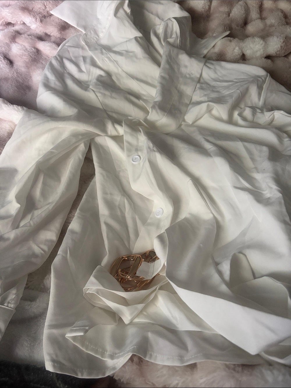 SHEIN White Button-Up Tie-Waist Blouse